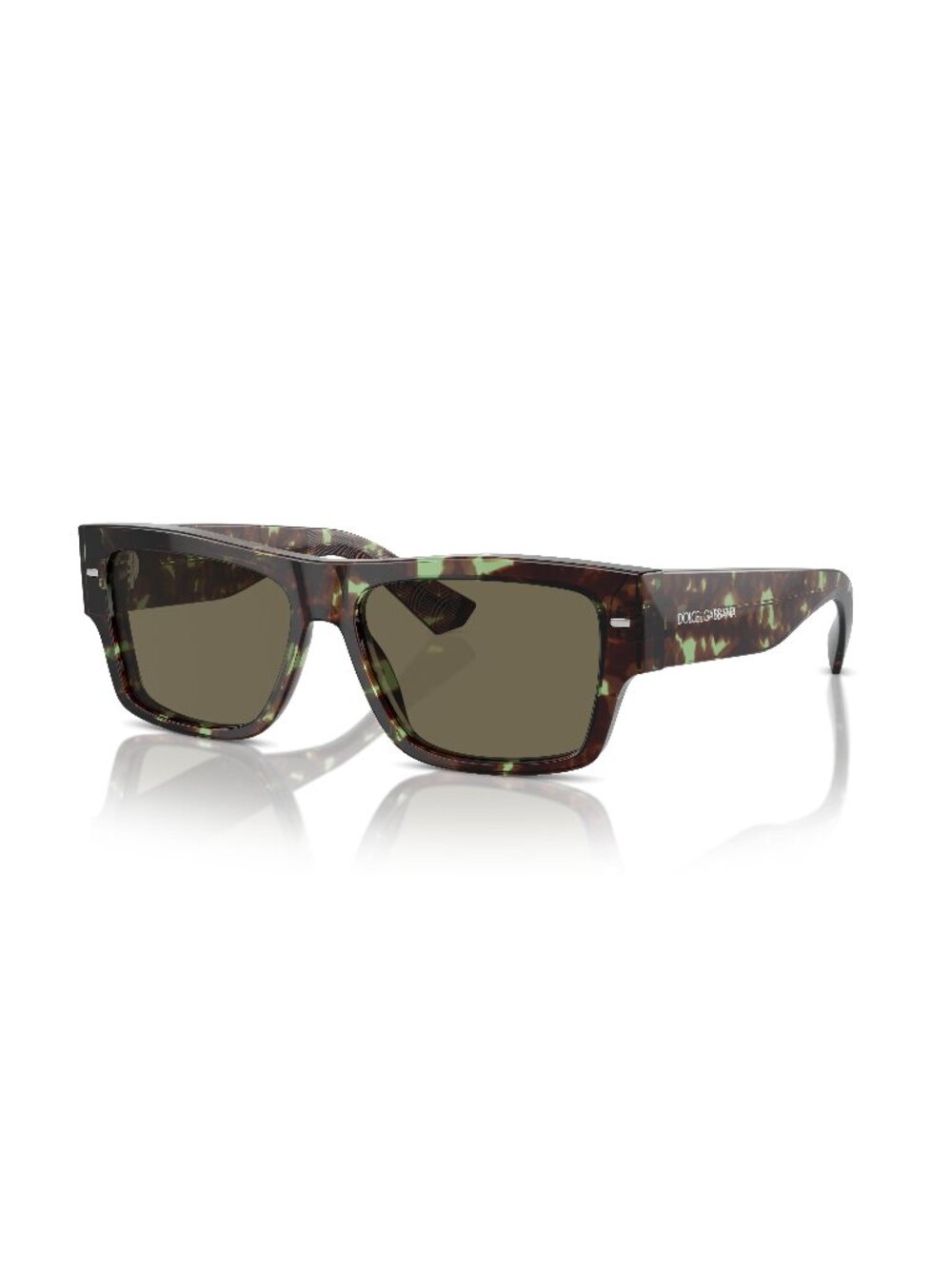 New Dolce&Gabbana Men's Sunglasses Green Square Brown Lens Acetate Frame Dolce &